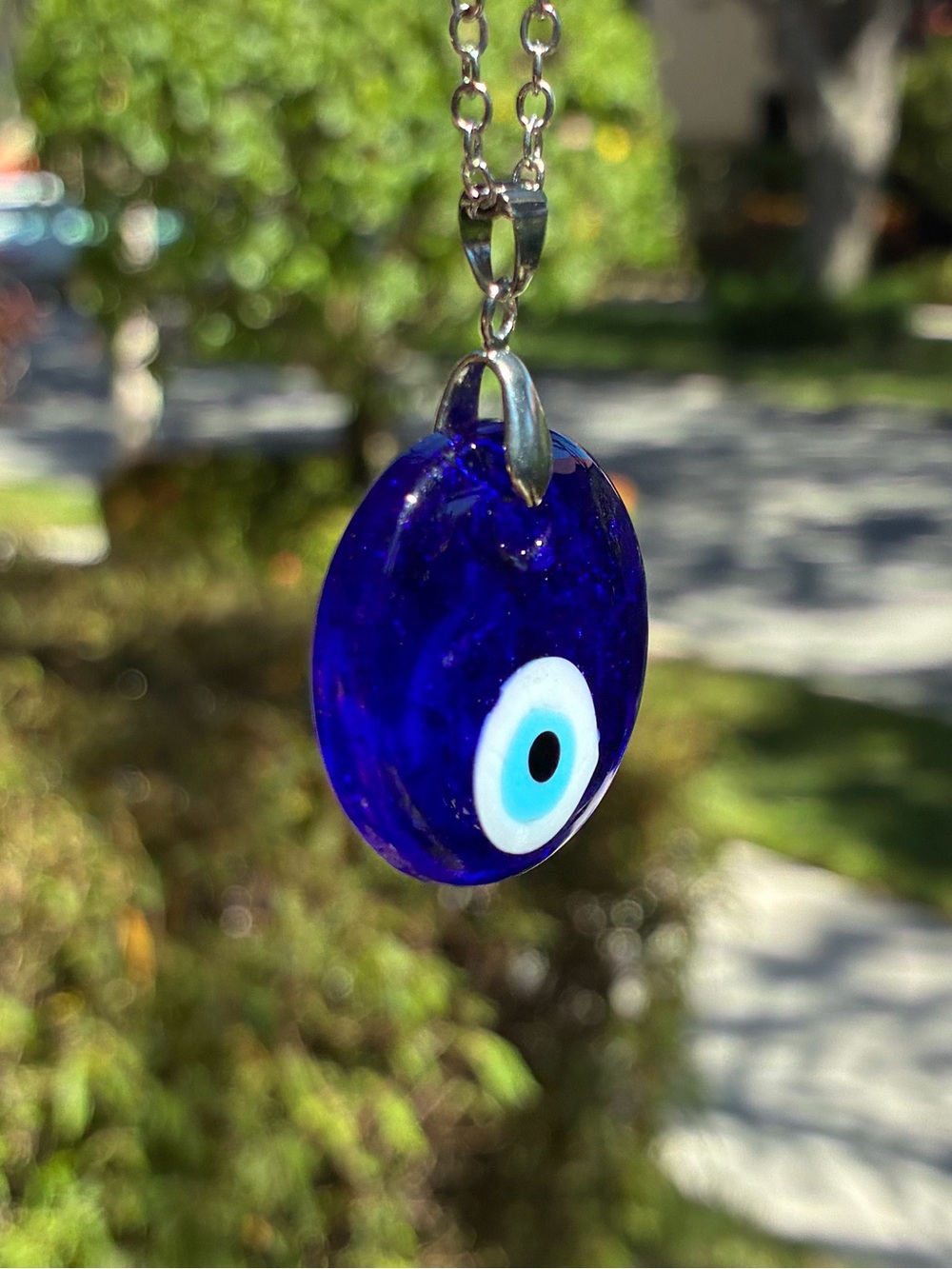 Handmade Blue Glass Evil Eye Pendant Necklace - Picture 5 of 7